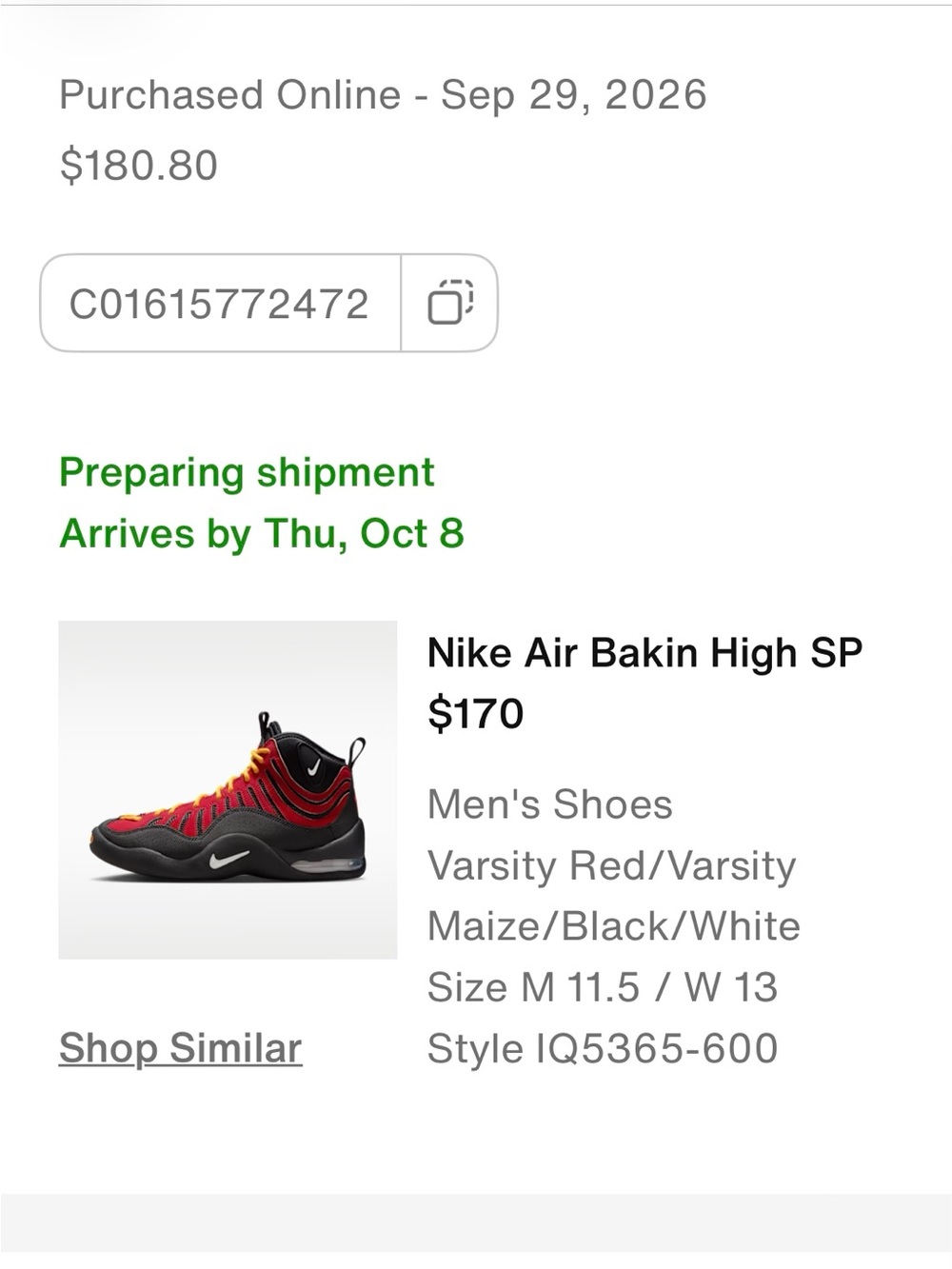 Nike Air Bakin High SP Men's Sneakers Black & Red US 11.5
